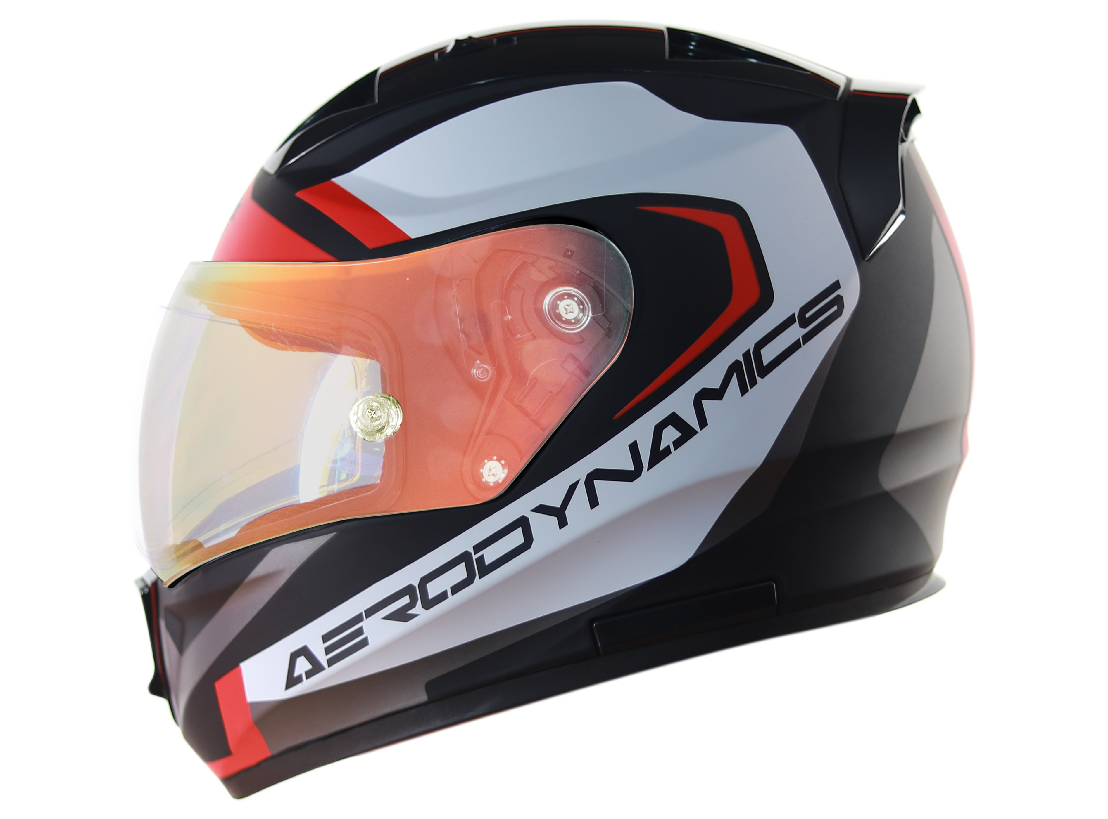 SA-1 Aerodynamics Mat Black/Red With Anti-Fog Shield Gold Night Vision Visor (Fitted With Clear Visor Extra Gold Night Vision Anti-Fog Shield Visor Free)